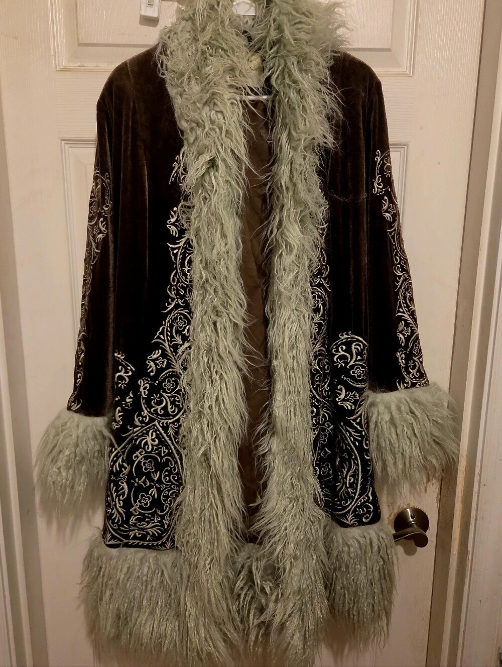 NWOT Rare Free People Understated Leather Moon Glow MINT Coat Velvet Duster M